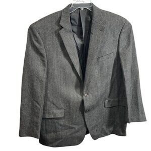 Lauren Ralph Lauren 48L Gray Herringbone Wool Blazer With Notched Lapel DH8